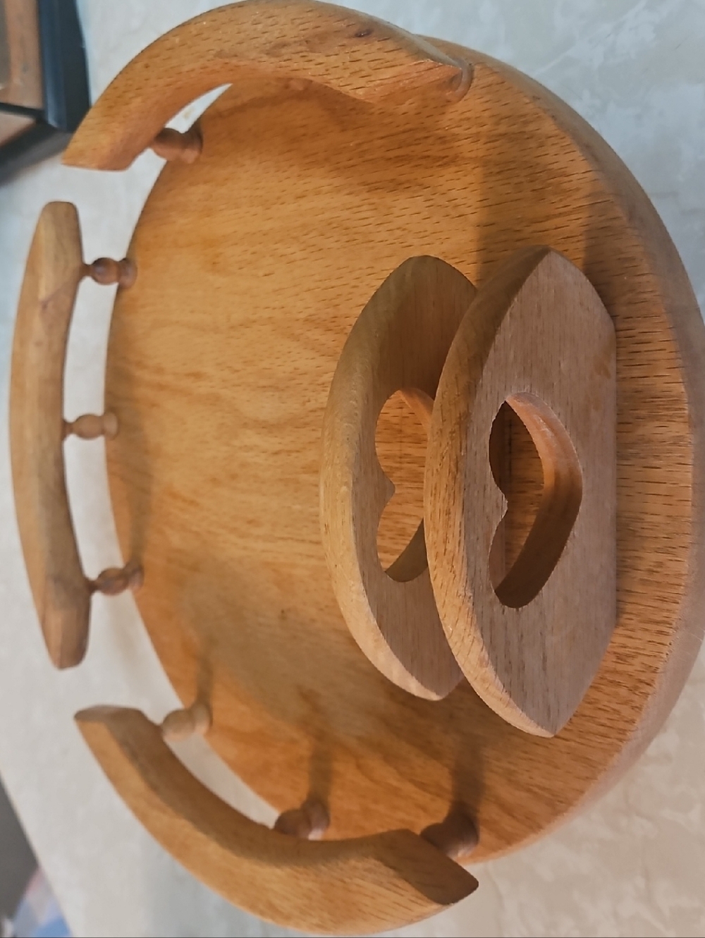 Wooden Serving Tray with Salt and Pepper Holders